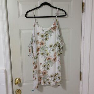 Oliveaceous Womens Floral Off-Shoulder Dress S White/Orange